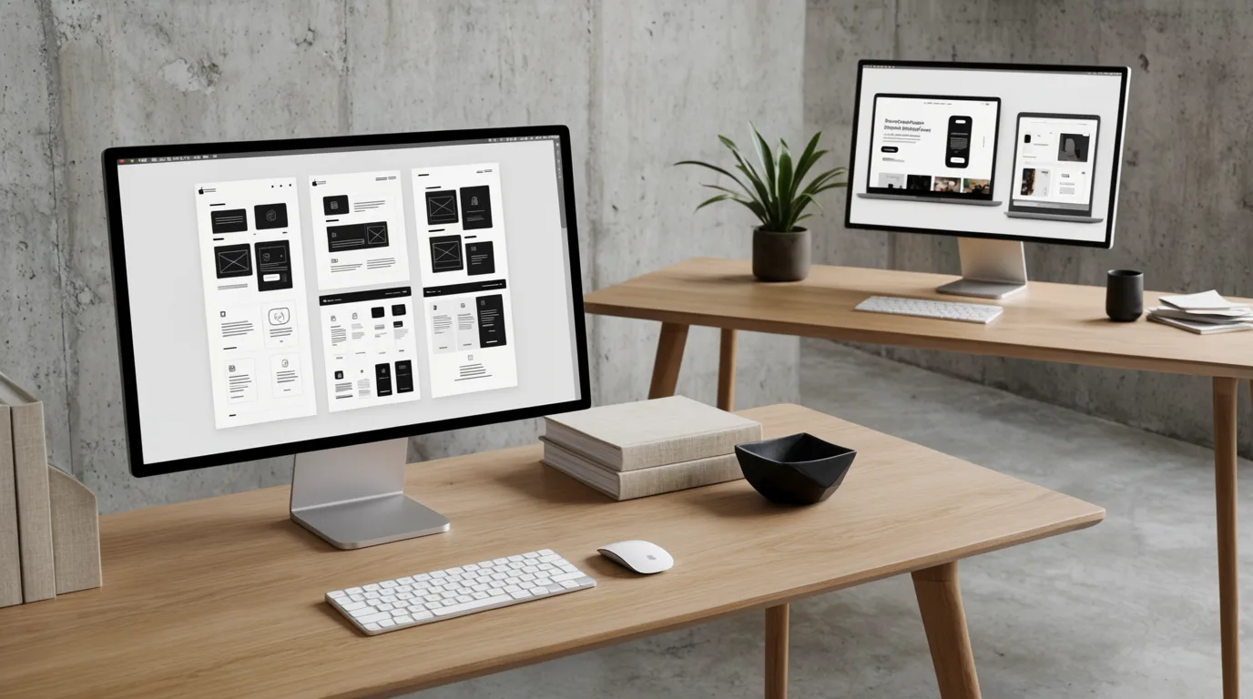 Digital design studio with wireframes and web development